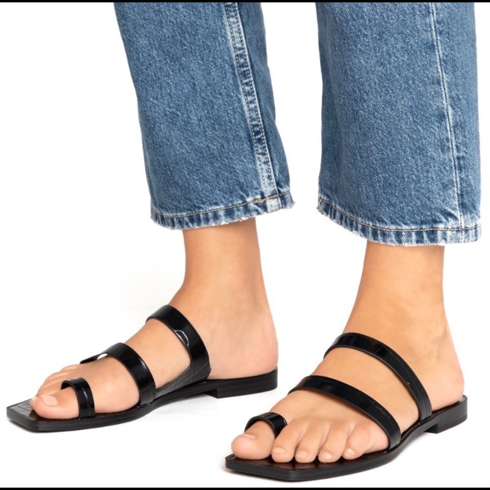 Dolce Vita Isala 3 Croc Embossed Slide Sandals